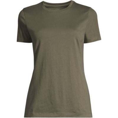 Lands' End, Женская футболка из хлопка Supima с круглым вырезом и коротким рукавом