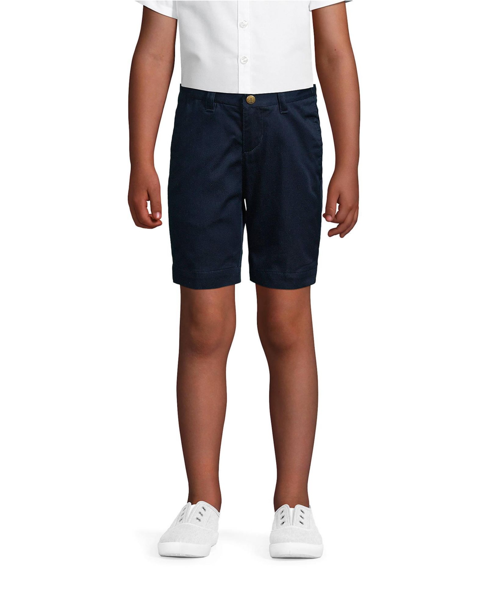 Lands' End Big Girls School Uniform Slim Plain Front Blend Chino Shorts