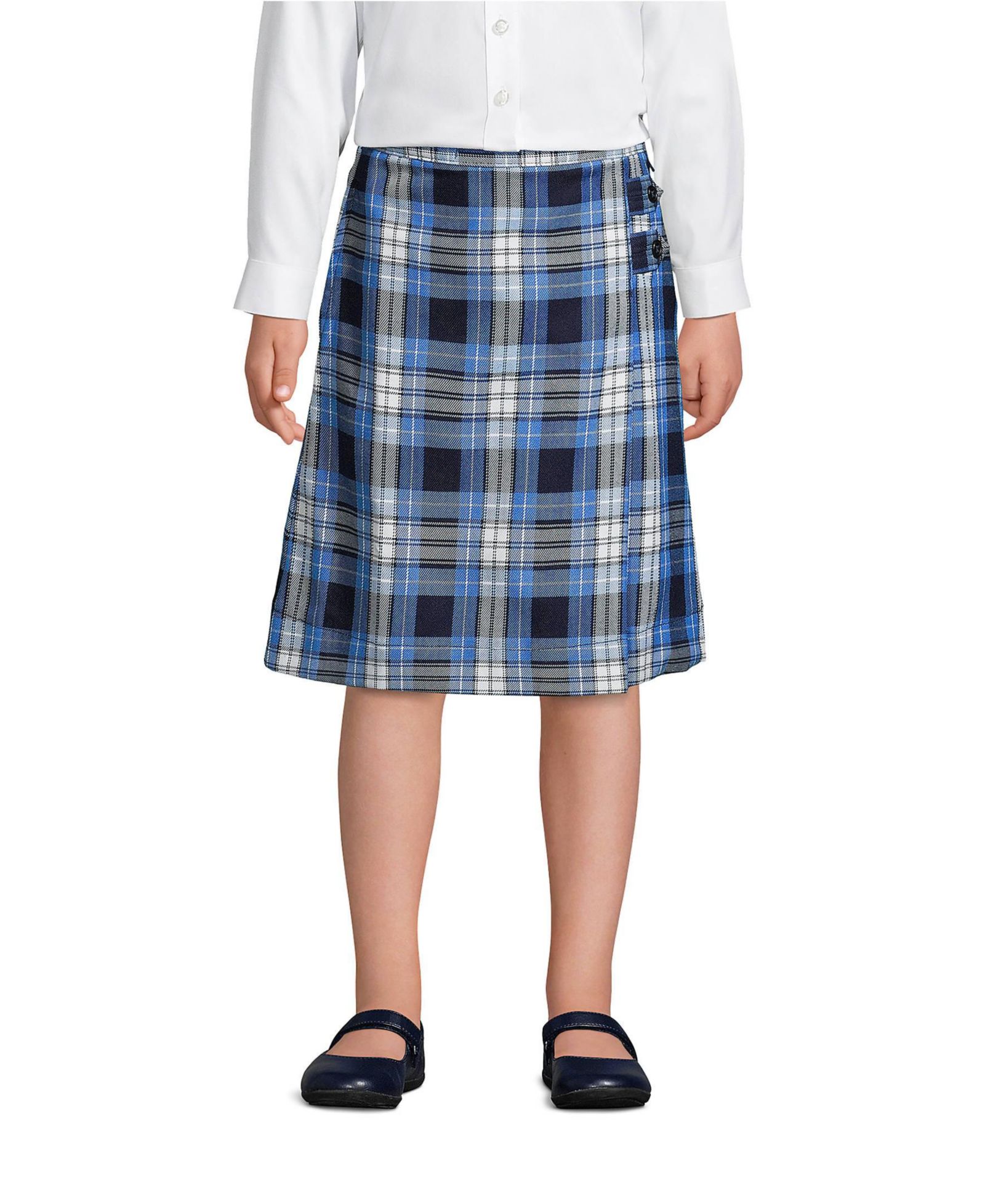Lands' End Детская школьная юбка A-line в клетку Slim Plaid