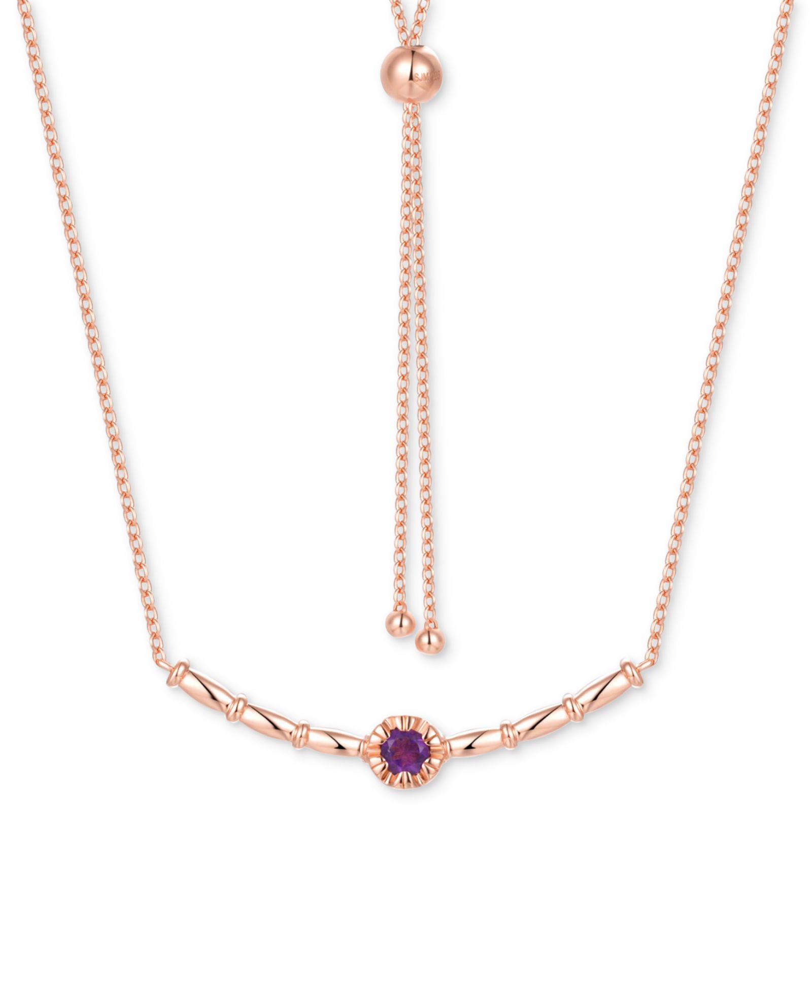 Ожерелье-чокер Amethyst Polished Bar 18" в позолоченном стерлинговом серебре