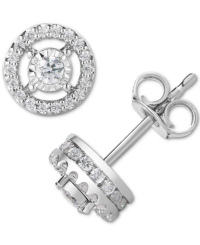 TruMiracle Diamond Halo Stud Earrings (1/2 ct. t.w.) in 14k White Gold