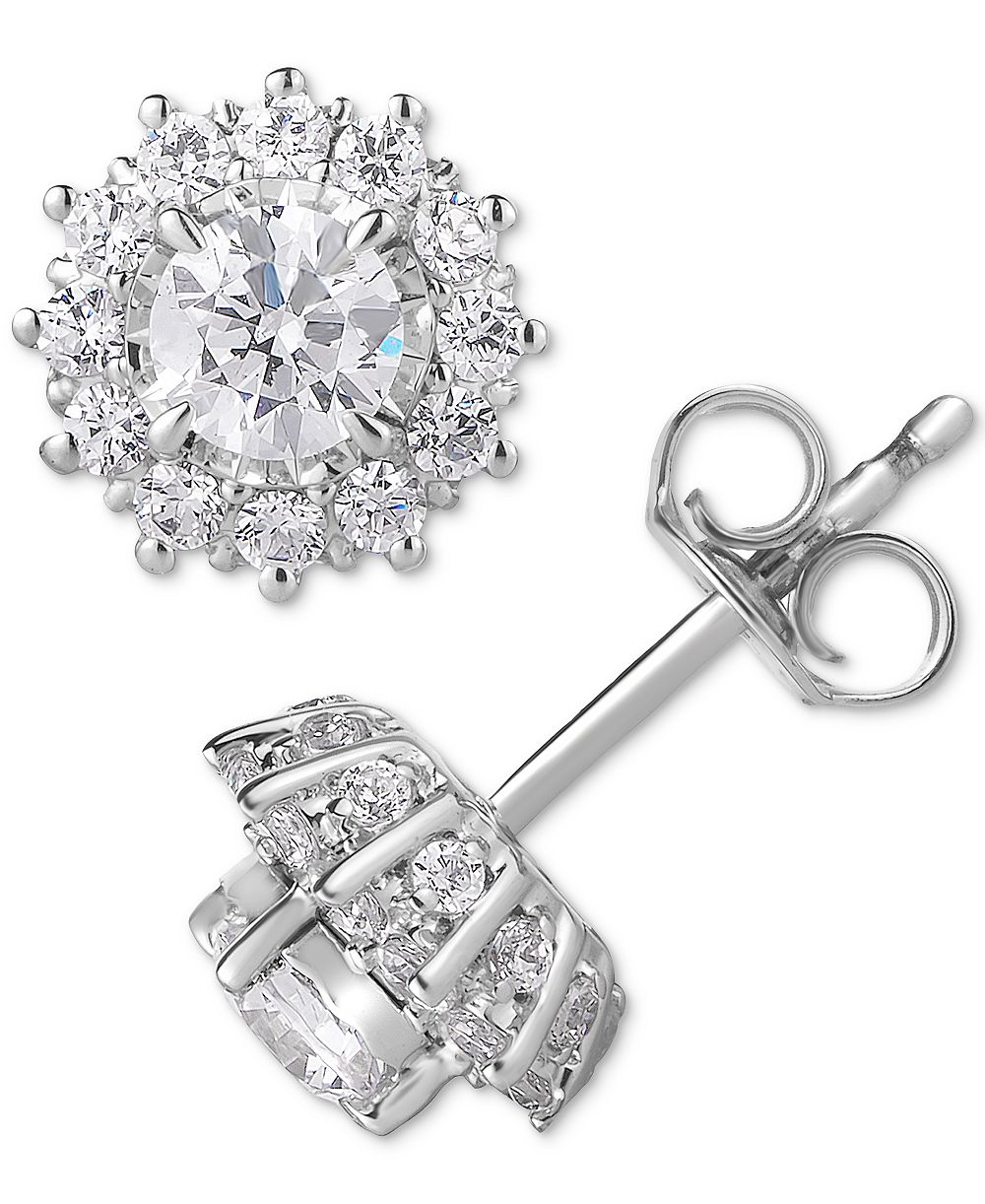 Серьги-гвоздики TruMiracle® Diamond Halo (1 ct. t.w.) из белого золота 14k