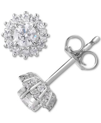 TruMiracle® Diamond Halo Stud Earrings (1/2 ct. t.w.) in 14k White Gold