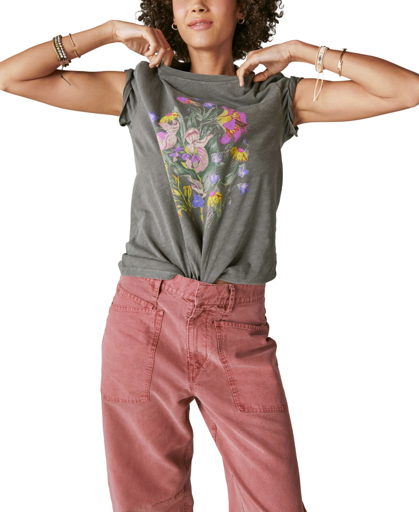 Женская футболка Lucky Brand Faded Neon Floral Classic