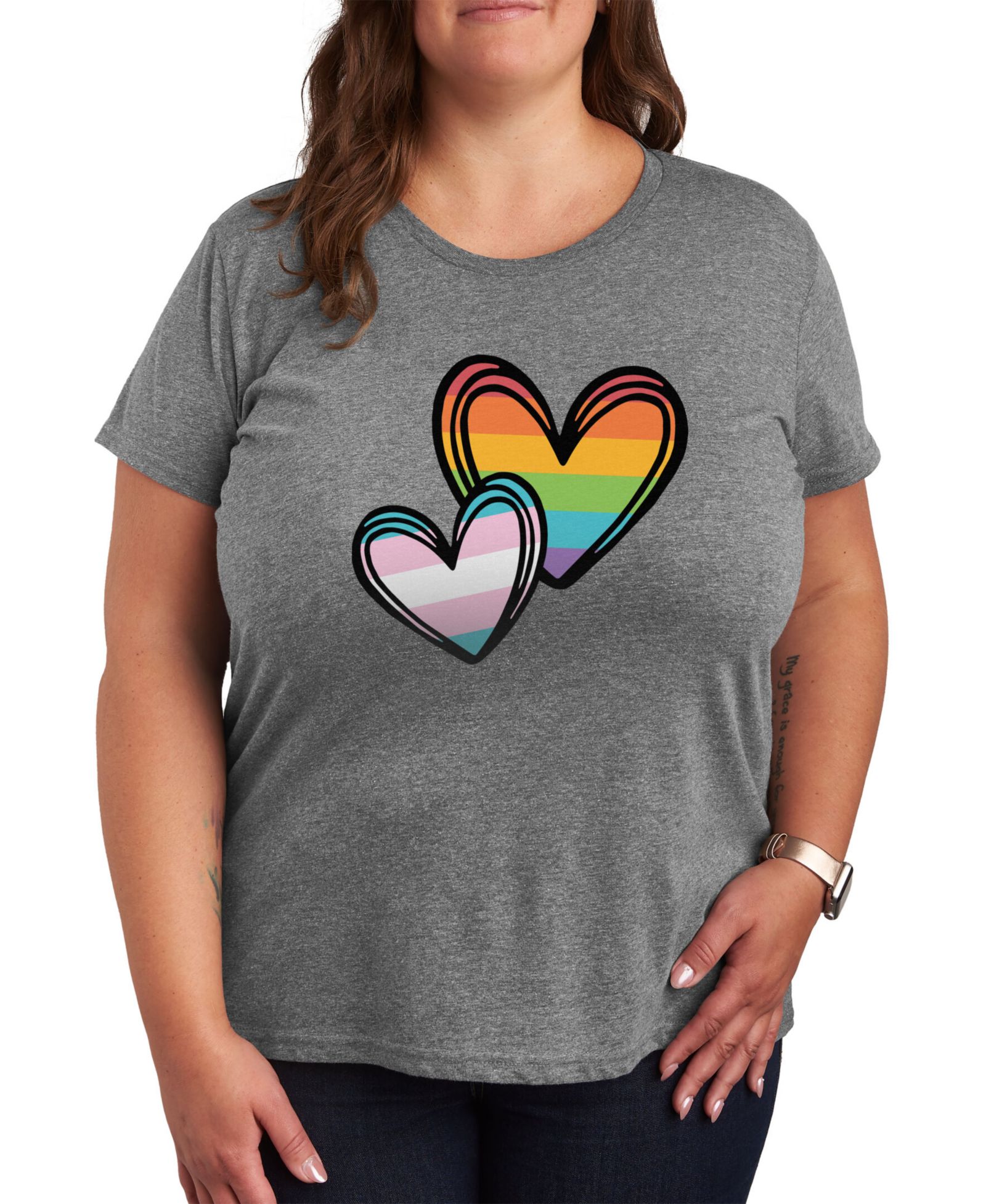 Hybrid Apparel Plus Size Pride Rainbow & Transgender Hearts Graphic футболка