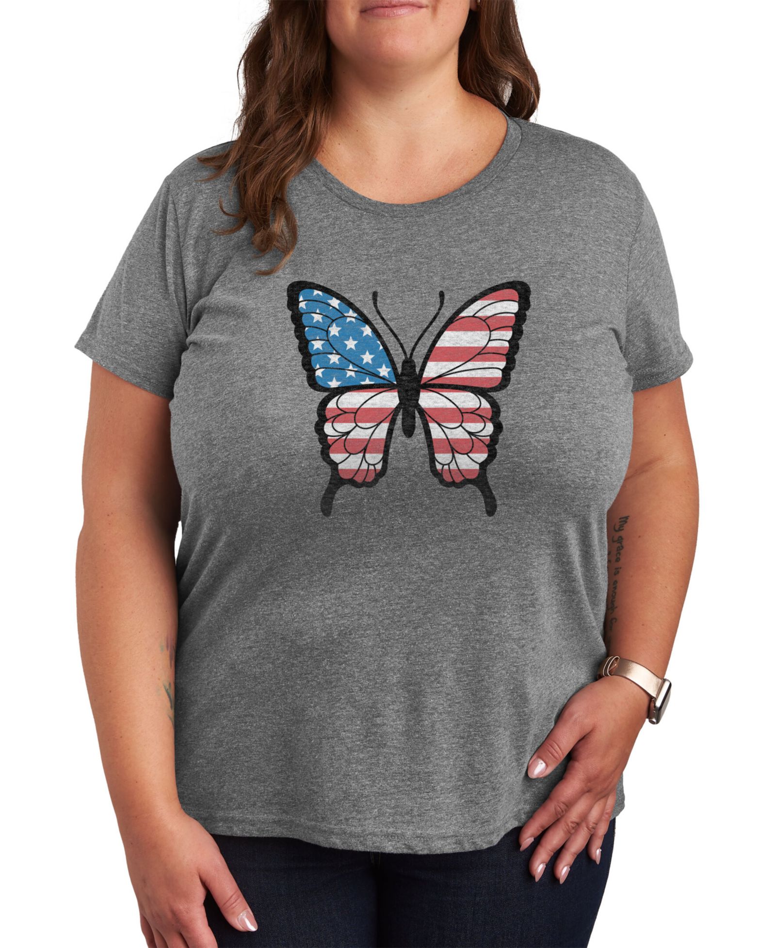 Hybrid Apparel модная футболка Plus Size с графикой Americana Butterfly