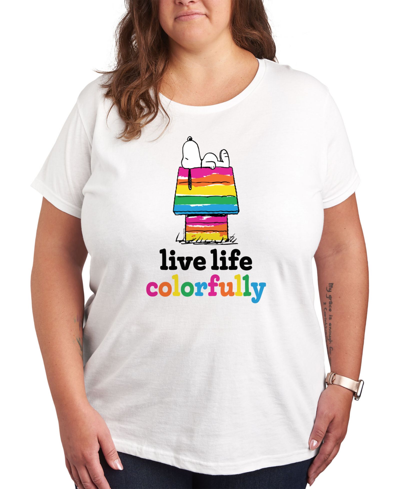 Мужская футболка Hybrid Apparel Peanuts Snoopy Live Life Colorfully Plus Size