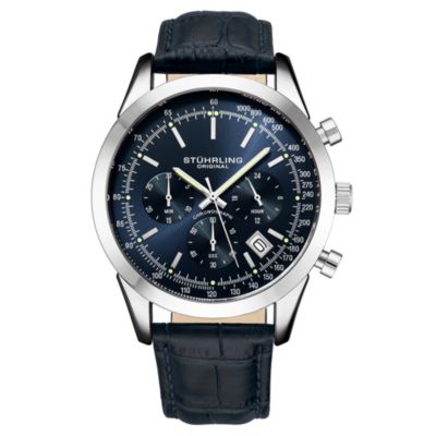 Мужские хронограф-часы Stuhrling Rialto 3975L, 44mm, кожаный ремешок