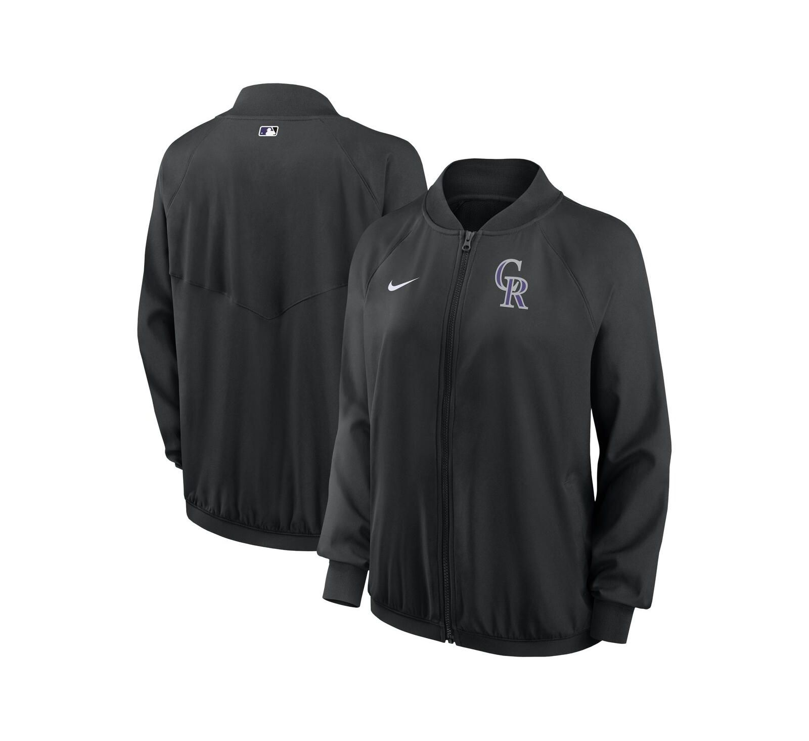 Women's Nike Black Colorado Rockies Authentic Collection Team Raglan Performance Full-Zip Jacket