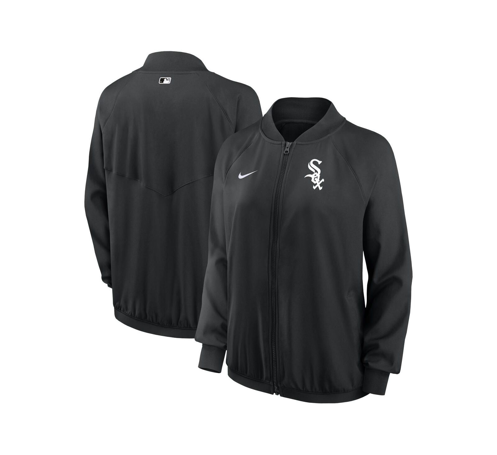 Women's Nike Black Chicago White Sox Authentic Collection Team Raglan Performance Full-Zip Jacket