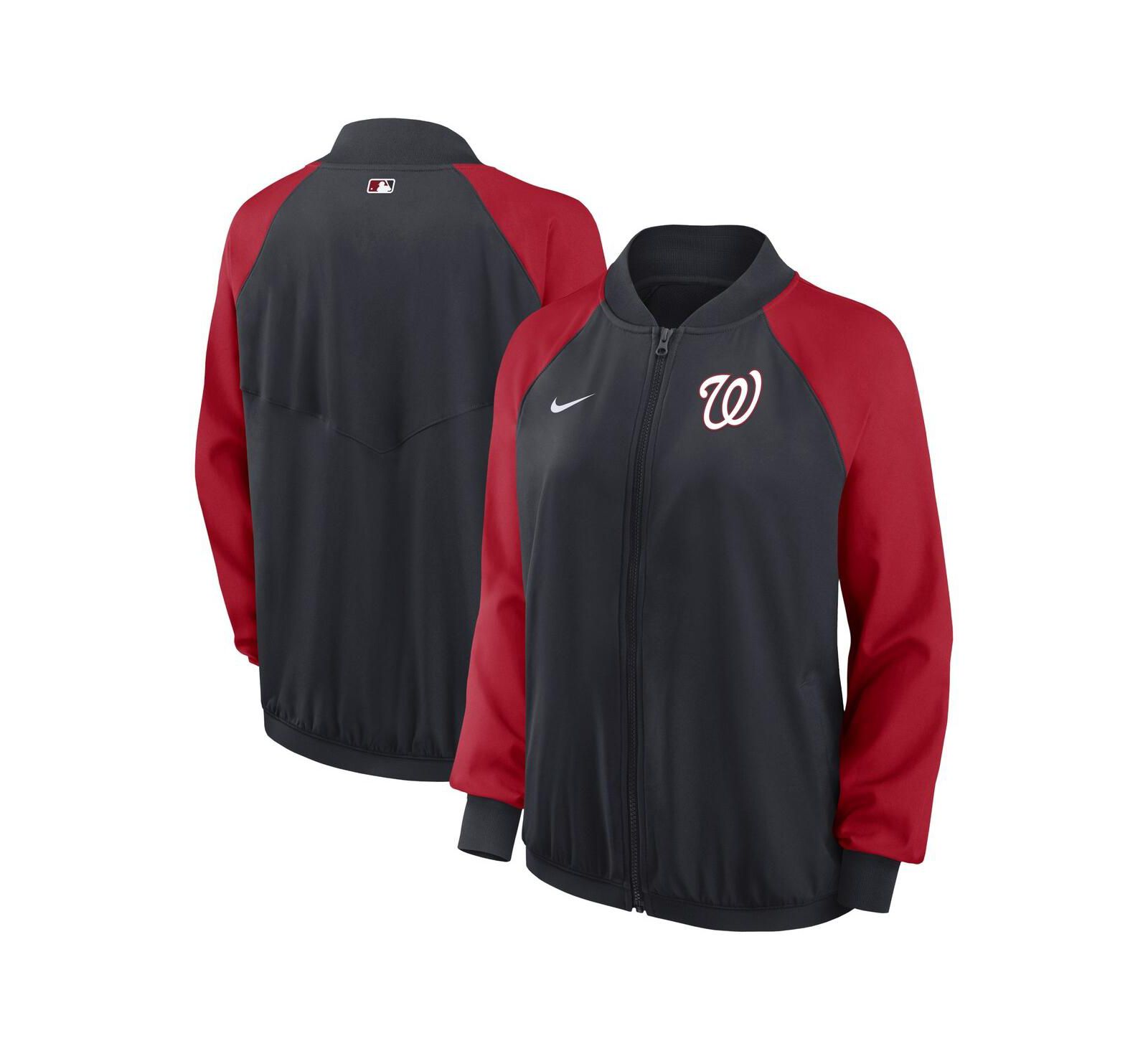 Women's Nike Navy Washington Nationals Authentic Collection Team Raglan Performance Full-Zip Jacket