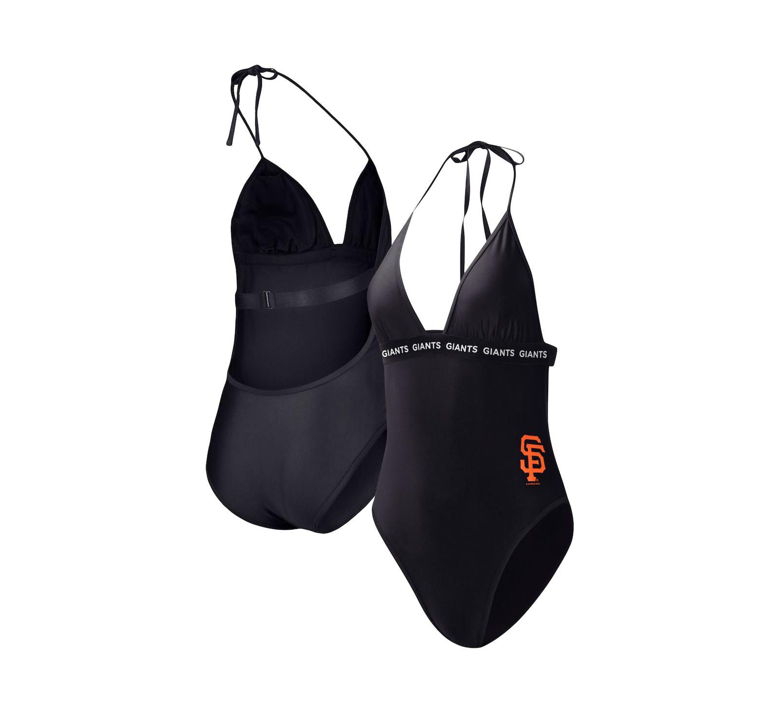 Women's G-III 4Her by Carl Banks Black San Francisco Giants Full Count One-Piece Swimsuit