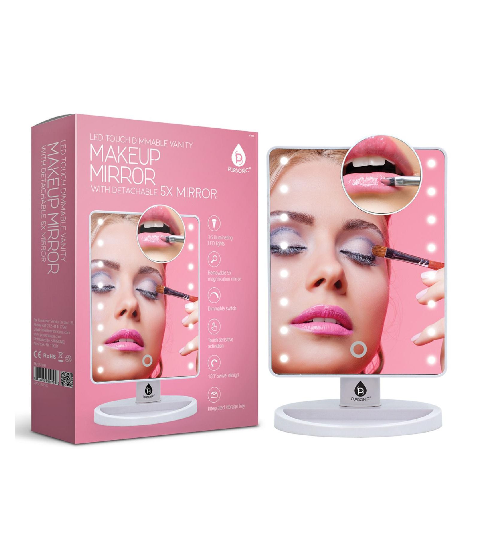 Pursonic LED Lighted Vanity Makeup Mirror