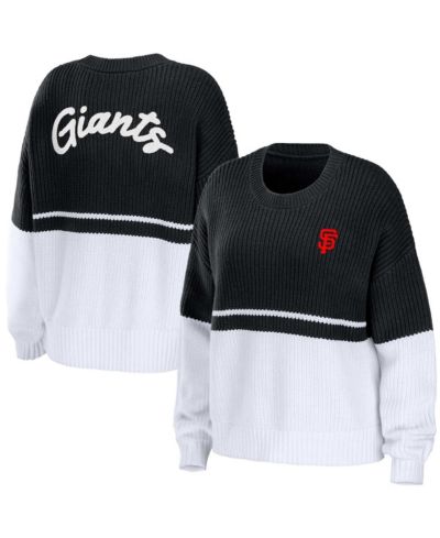 Women's WEAR by Erin Andrews Black, White San Francisco Giants Chunky Pullover Sweater