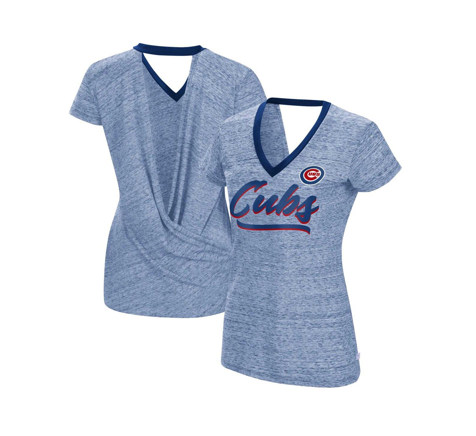 Женский V-образный T-shirt Touch Royal Chicago Cubs Halftime Back Wrap