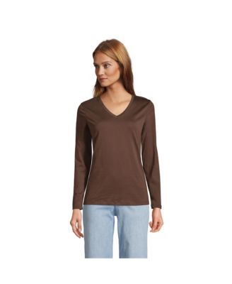 Женская футболка Lands' End Tall Supima Cotton Long Sleeve V-Neck