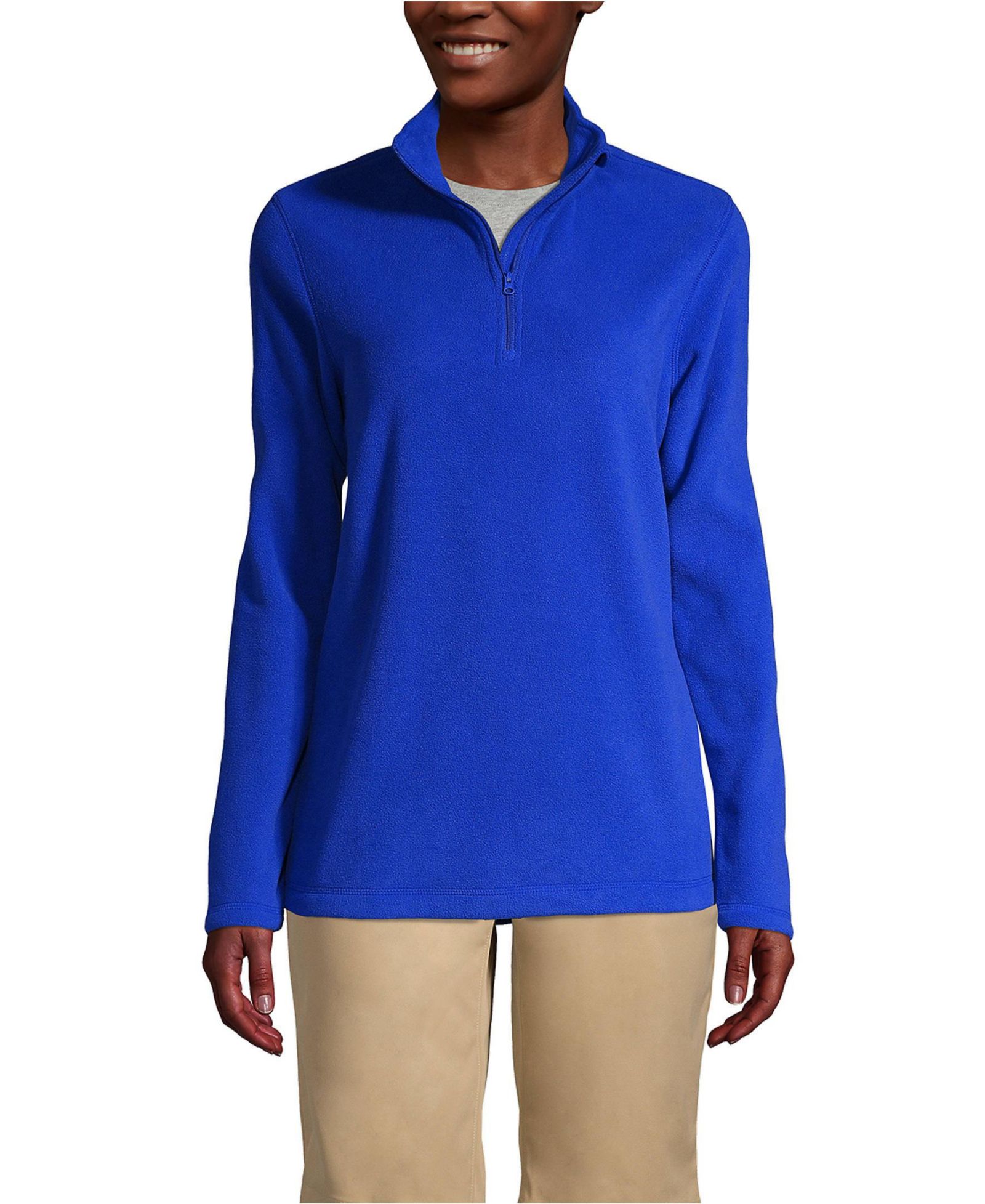 Lands' End Women's Lightweight Fleece Quarter Zip Pullover