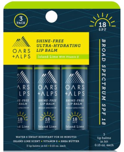 Набор бальзамов для губ Oars + Alps Island Lime SPF 18, 3 шт.