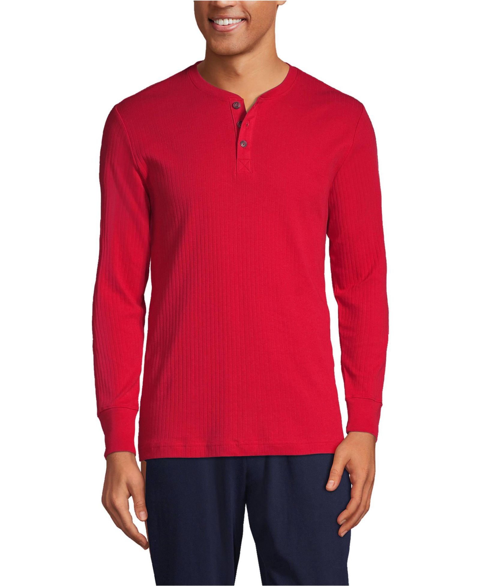 Мужская трикотажная рубашка Henley Lands' End Big & Tall