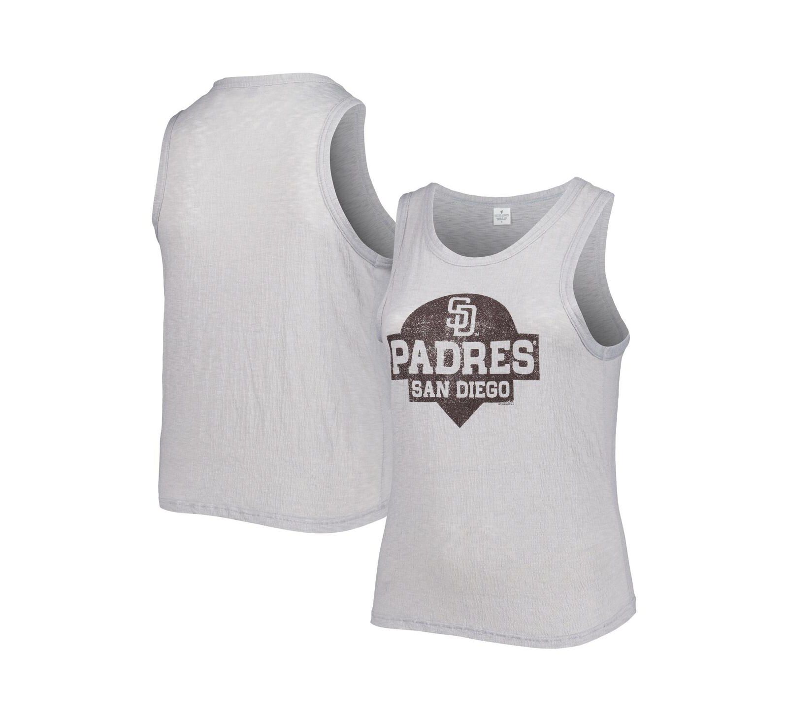 Женский топ Soft As A Grape Gray San Diego Padres Plus Size High Neck Tri-Blend