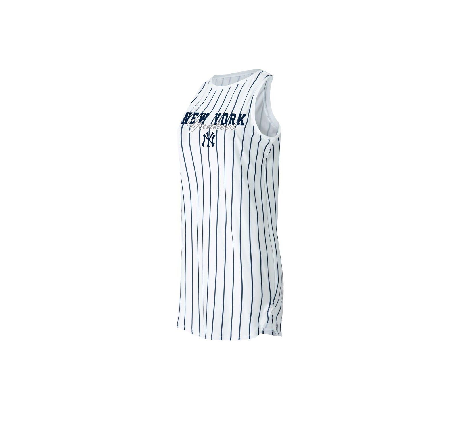 Women's Concepts Sport White New York Yankees Reel Pinstripe Knit Sleeveless Nightshirt