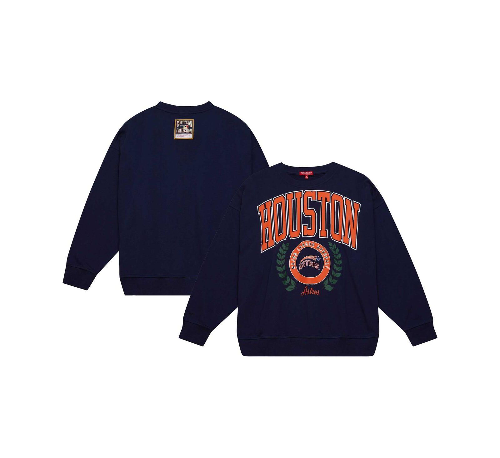 Women's Mitchell & Ness Navy Houston Astros Logo Lt 2.0 Pullover Sweatshirt