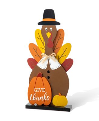 Декор для крыльца Glitzhome Thanksgiving Wooden Turkey, 31" H