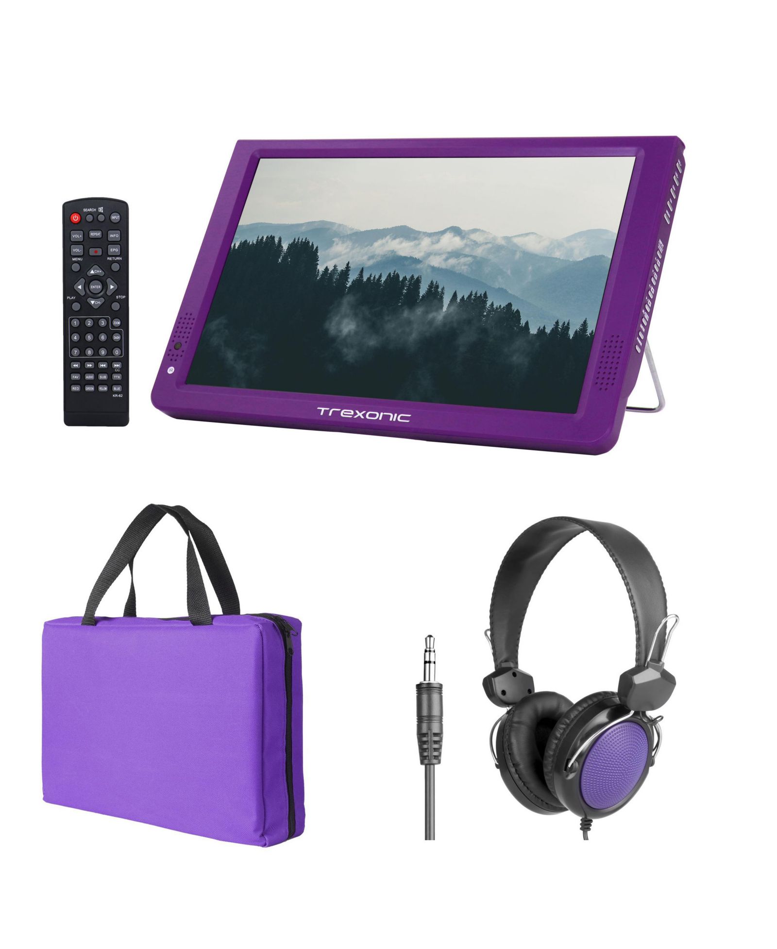 Trexonic Portable Rechargeable 14 Inch LED TV with HDMI, SD/MMC, USB, VGA, AV In/Out and Built-in Digital Tuner