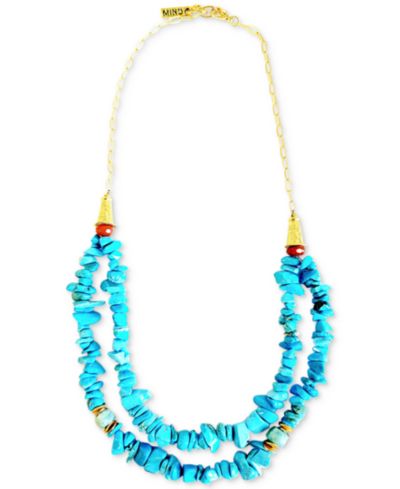 Массивное ожерелье MINU Jewels с аметистом и бирюзой, 16" + 2" удлинитель