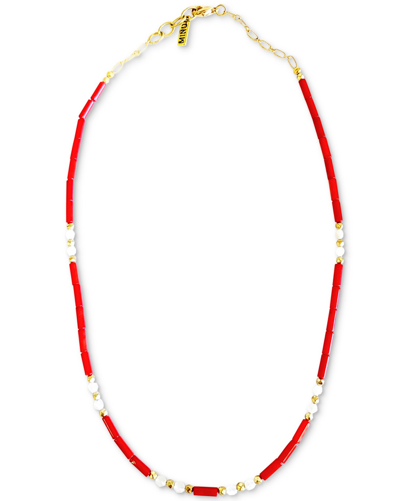 Массивное ожерелье MINU Jewels Gold-Tone Red Stone & Moonstone, 16" + 2" extender