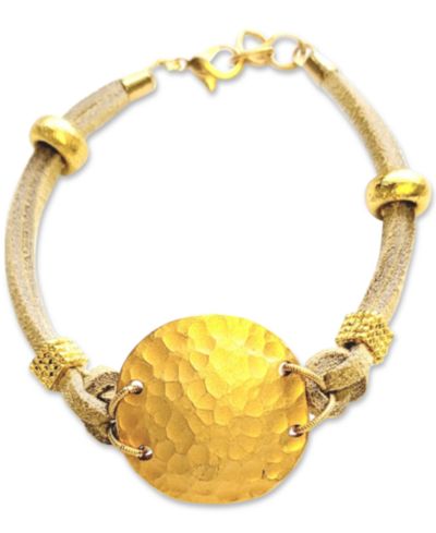 Браслет MINU Jewels Gold-Tone Hammered Disc Suede Cord Flex