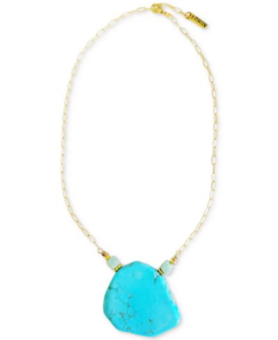 MINU Jewels Gold-Tone Turquoise & Amazonite 16" Pendant Necklace