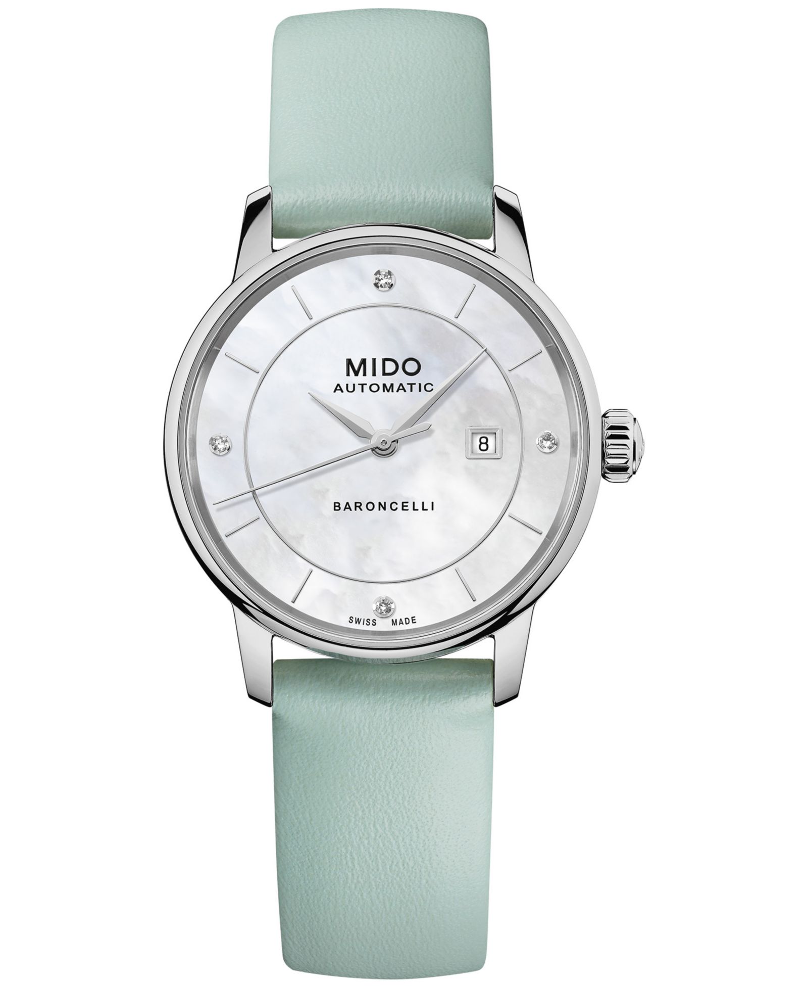 Mido Женские швейцарские автоматические часы Baroncelli с бриллиантами, 30mm
