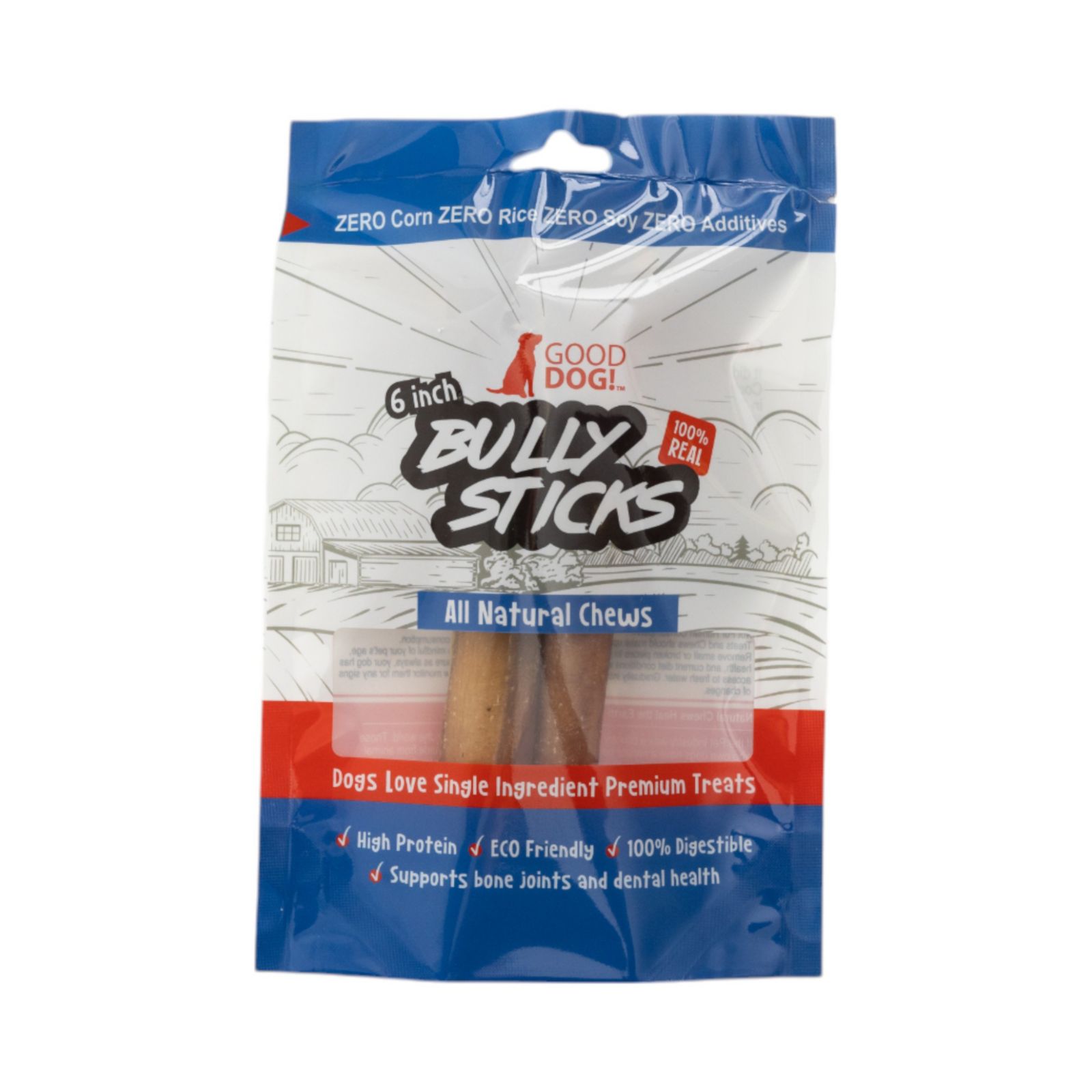 Лакомство для собак JoJo Modern Pets Natural Beef Bully Stick 6" Jumbo (2-Pack)