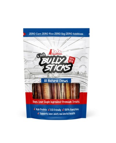 All-Natural Beef Bully Stick Dog Treats, Premium Snack, High Protein & Long-Lasting Chews - 6" Thick (3-Pack)