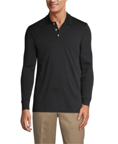 Lands' End Men's School Uniform Long Sleeve Interlock Polo Shirt