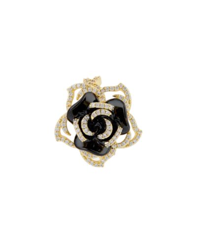 Кольцо Heymaeve 18K Gold Plated Brass Black Enamel Statement