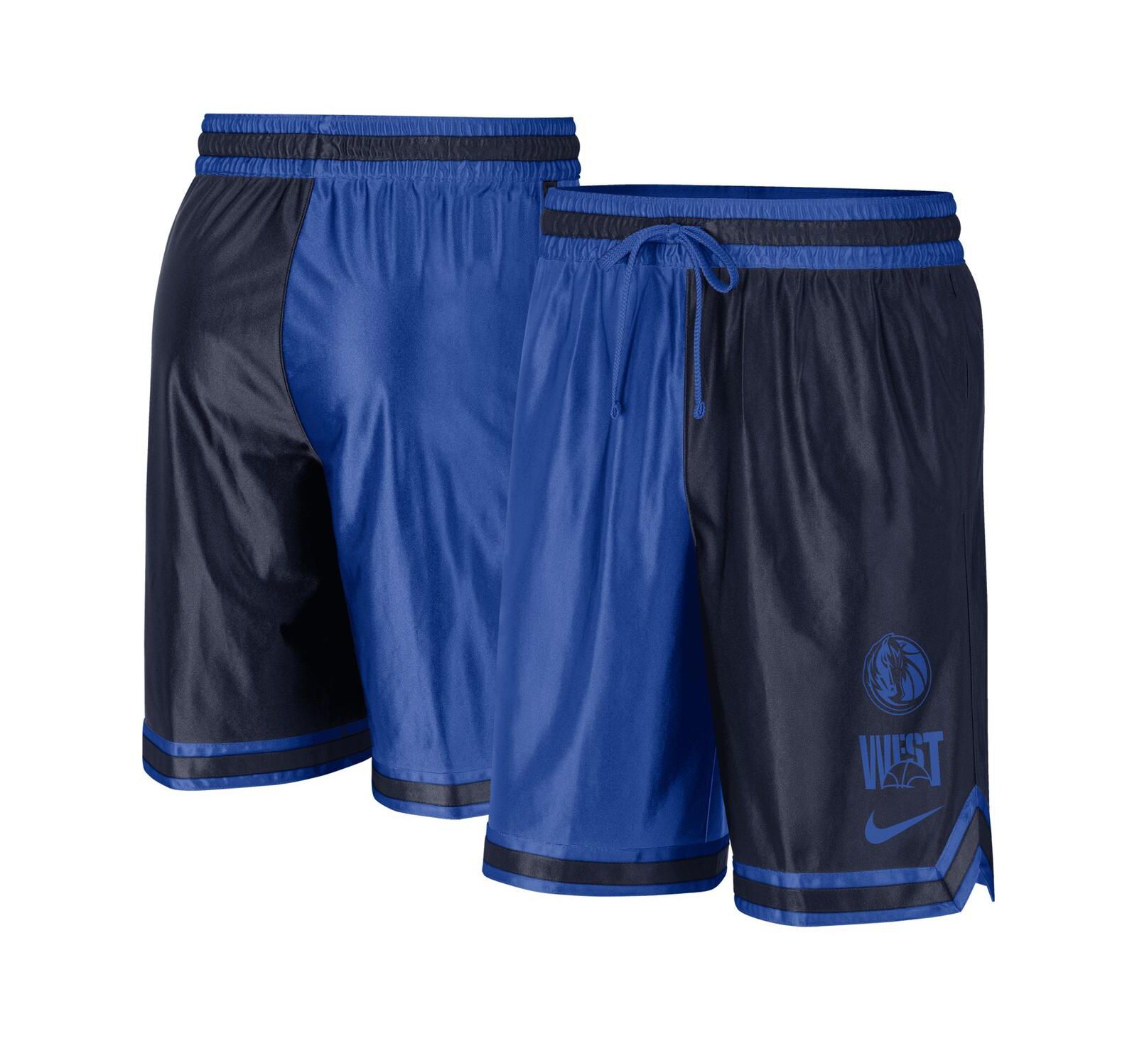 Men's Nike Navy, Blue Dallas Mavericks Courtside Versus Force Split DNA Performance Shorts