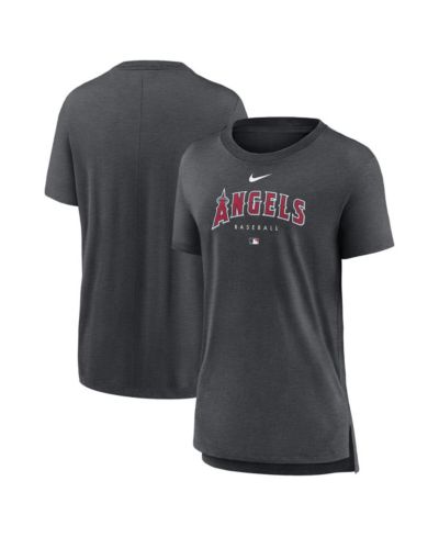 Женская футболка Nike Heather Charcoal Los Angeles Angels Authentic Collection Early Work Tri-Blend