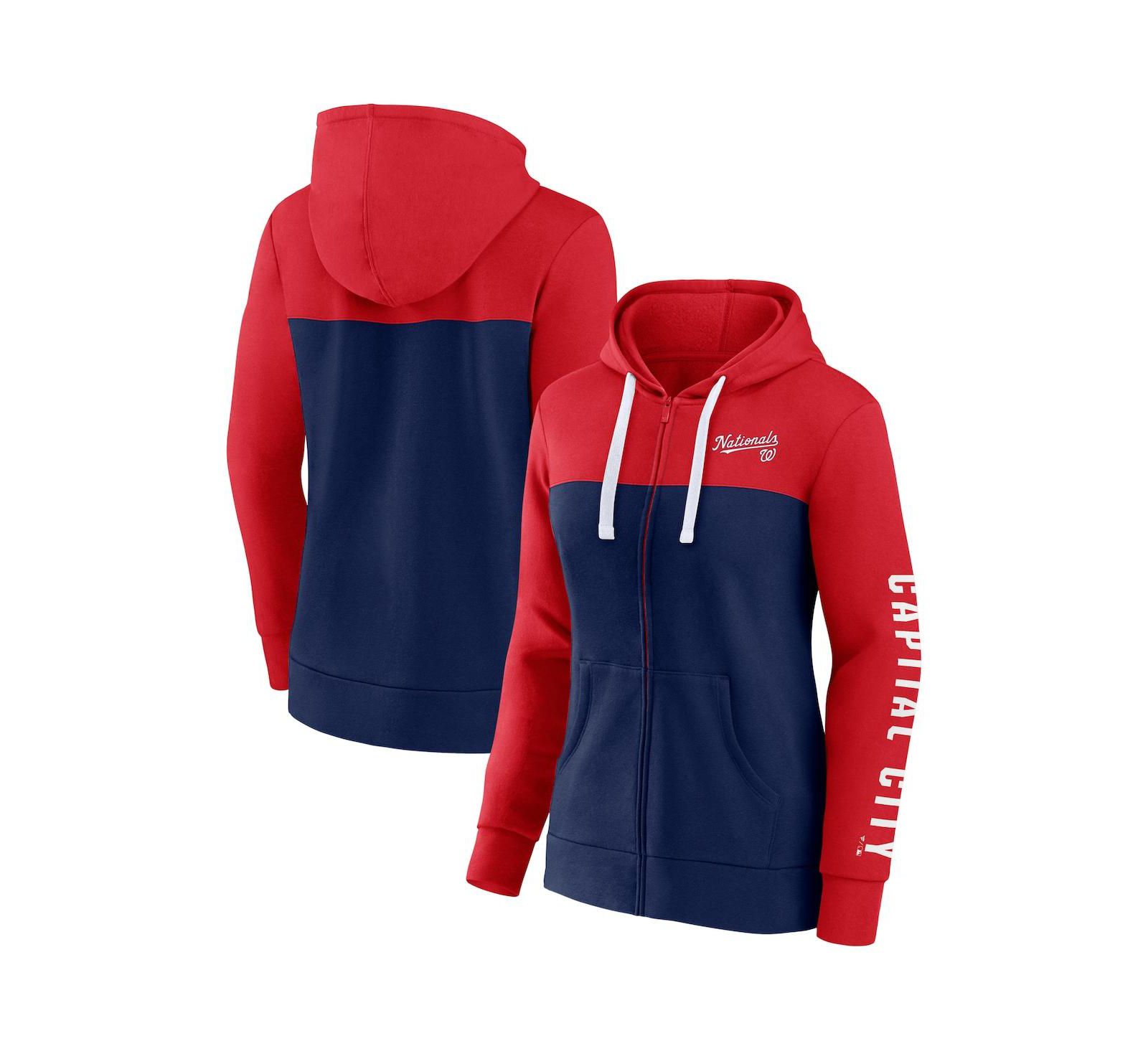 Женская куртка-худи Fanatics Washington Nationals Red/Navy с полной молнией