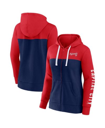 Женская куртка-худи Fanatics Washington Nationals Red/Navy с полной молнией