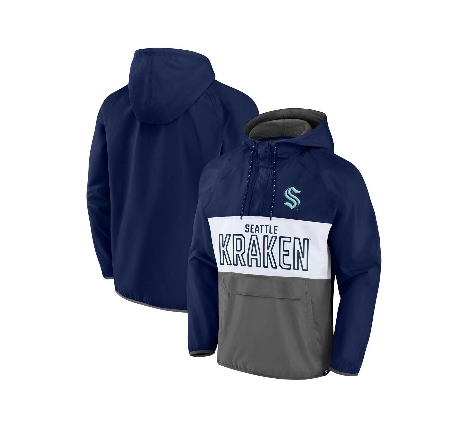 Мужская куртка-анорак Fanatics Seattle Kraken Backhand Shooter Defender Raglan Hoodie