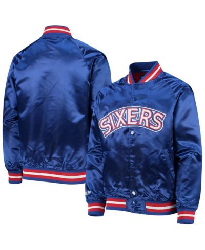 Детская атласная куртка Mitchell & Ness Royal Philadelphia 76ers Hardwood Classics Satin Raglan Full-Snap