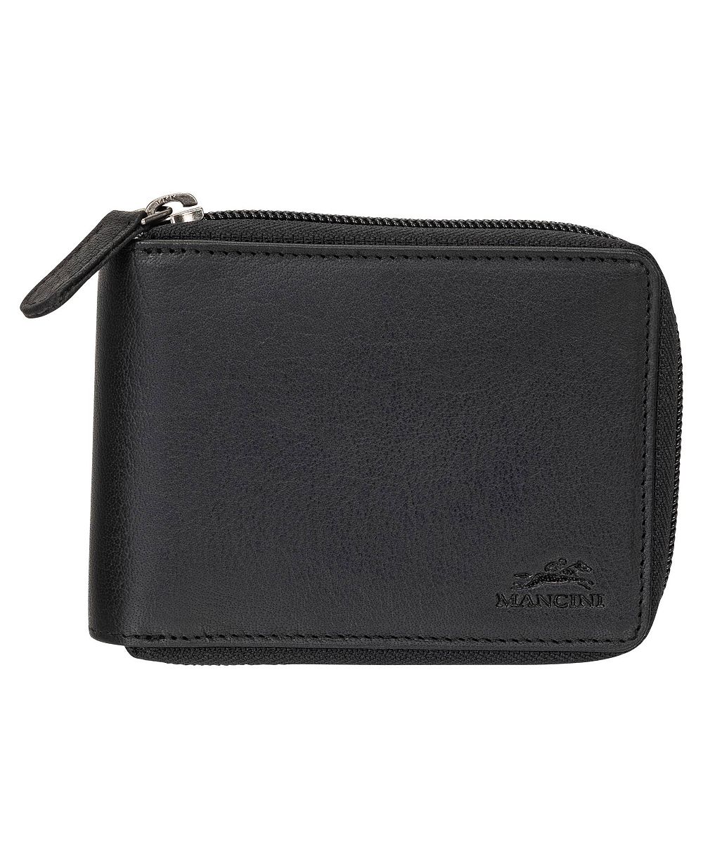 Mancini Men's Buffalo RFID Secure Zippered Billfold Wallet with Removable Passcase