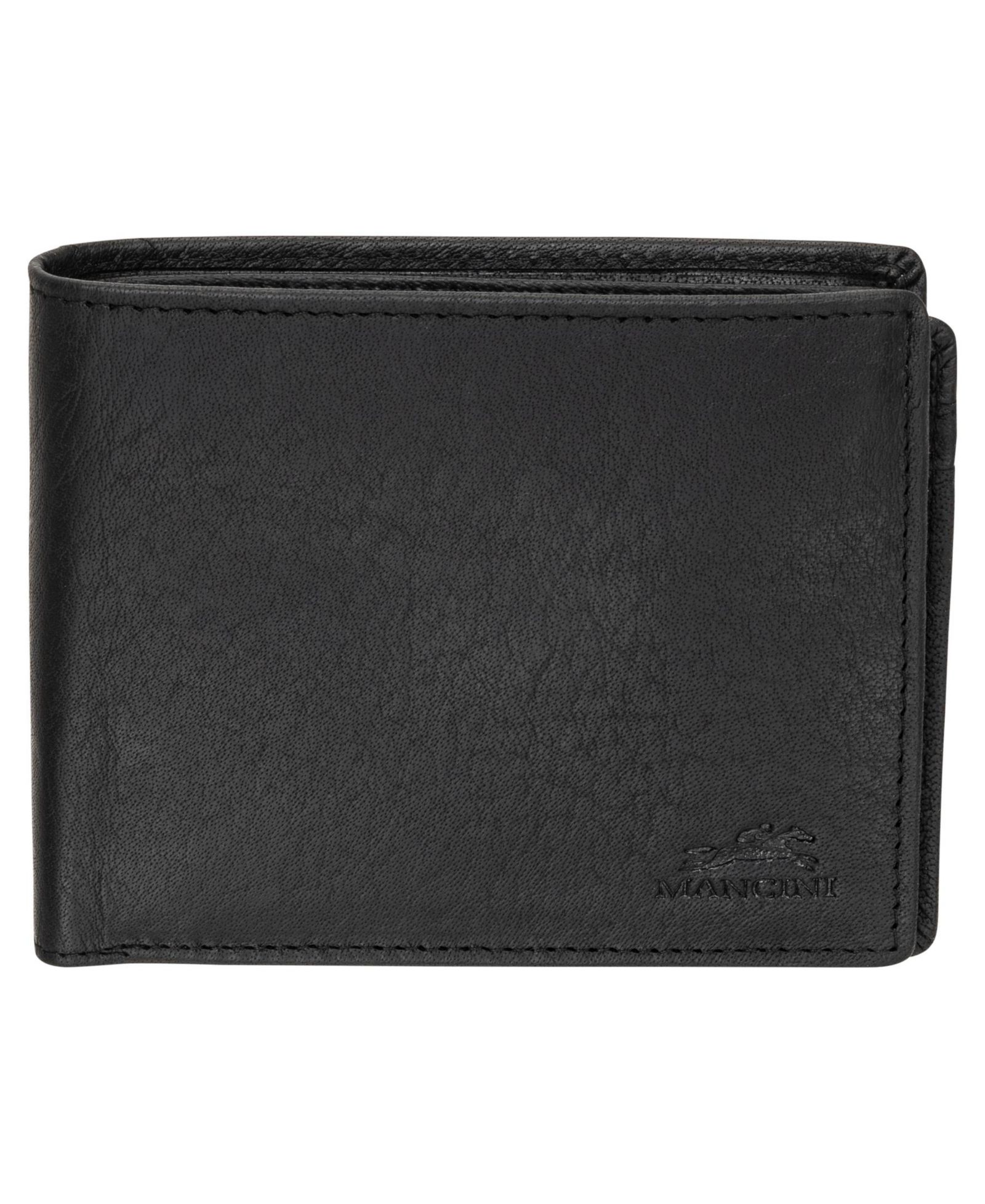 Mancini Men's Buffalo RFID Secure Center Wing Wallet with Coin Pocket