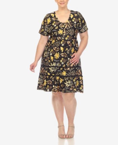 Платье White Mark Plus Size Floral Short Sleeve Knee Length