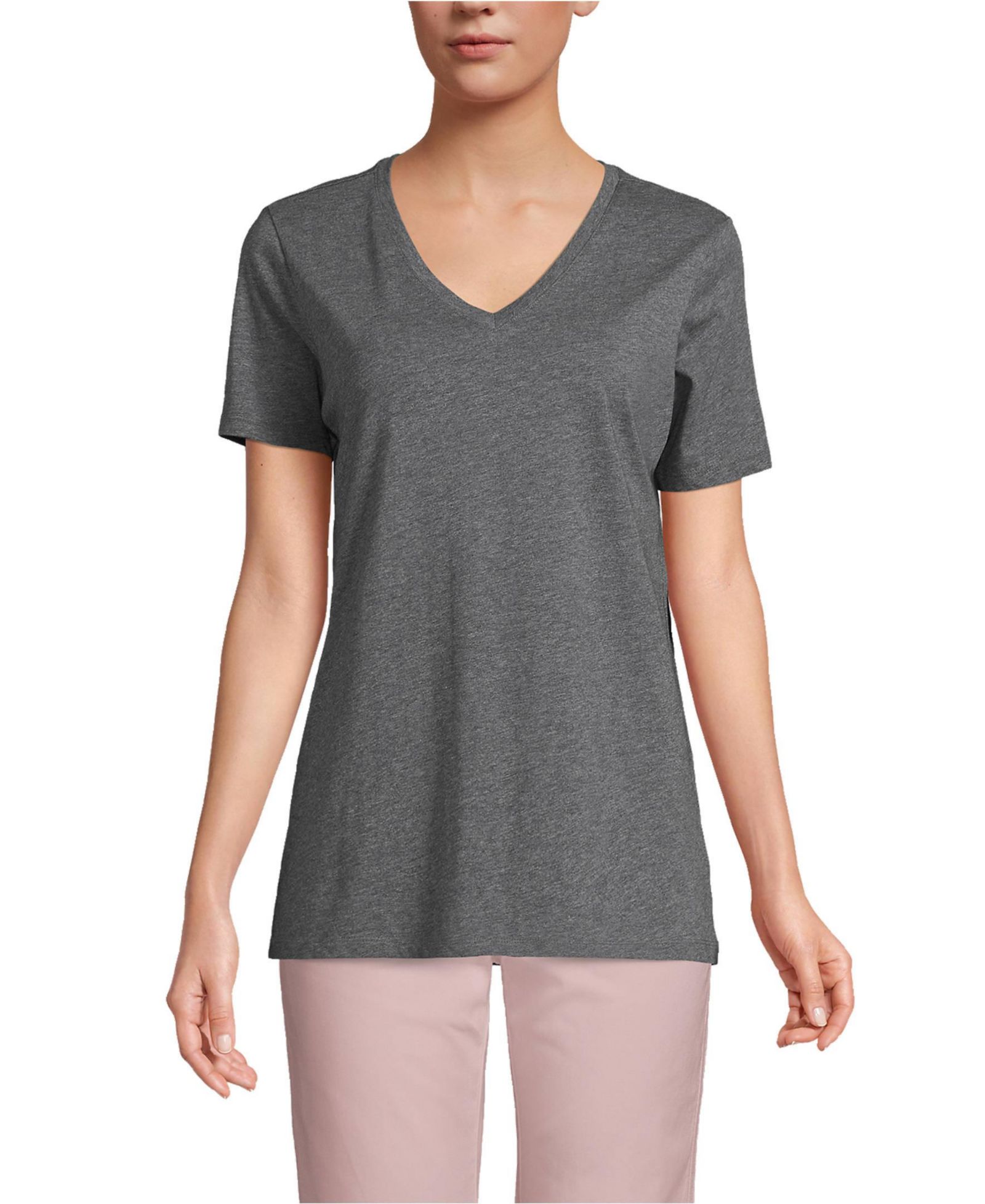 Женская футболка Lands' End Relaxed Supima Cotton V-Neck
