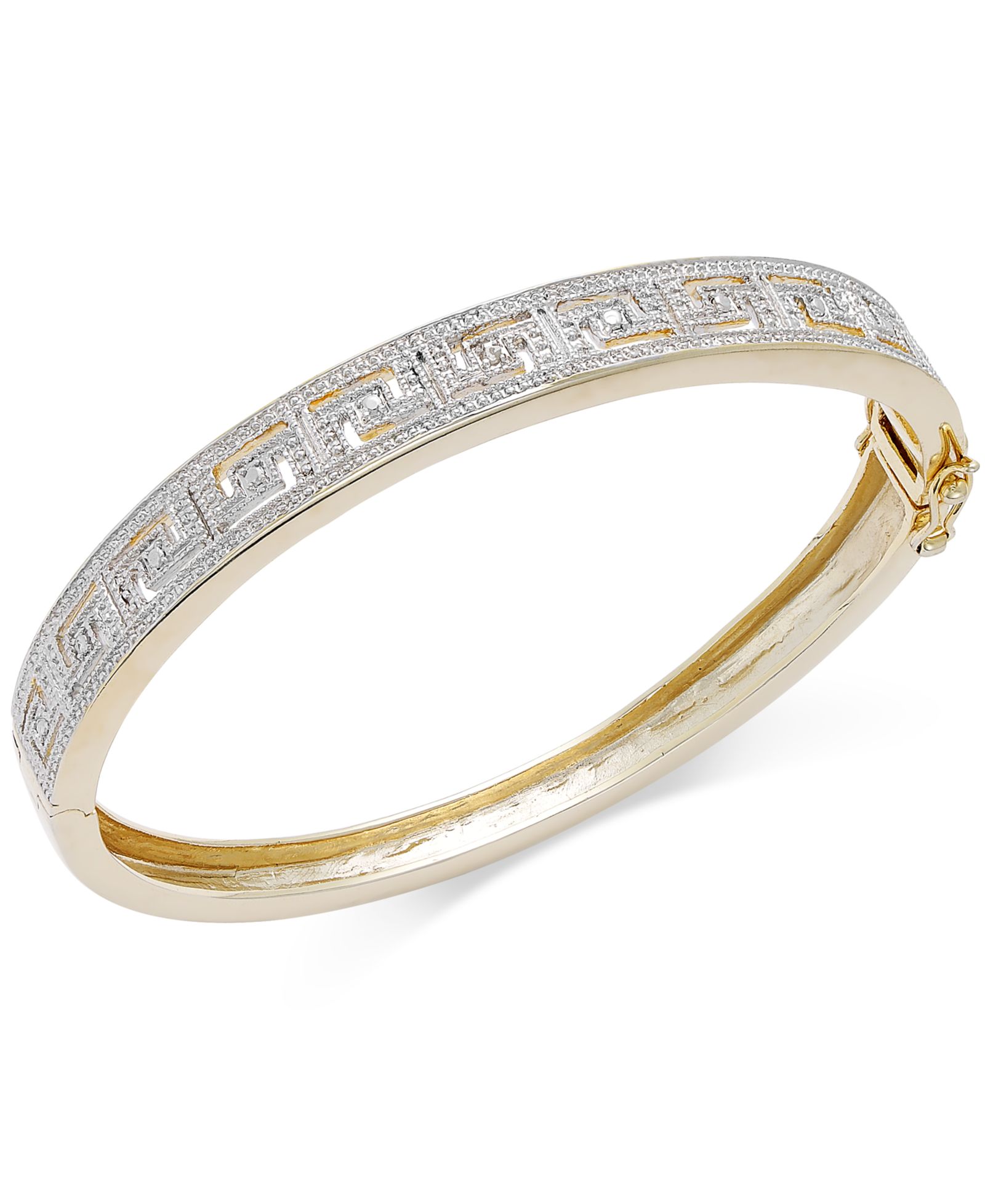 Браслет-бэнгл Diamond Accent Greek Key из посеребренной латуни