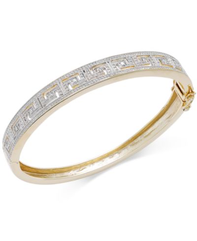 Браслет-бэнгл Diamond Accent Greek Key из посеребренной латуни