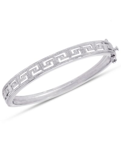 Браслет-бэнгл Diamond Accent Greek Key из посеребренной латуни
